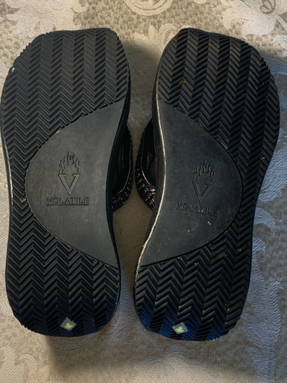 Volatile Black Platform Flip Flops with Silver Rhinestone Straps - Picture 6 of 6